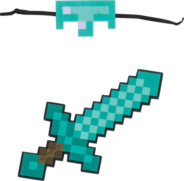 Minecraft set maska a pěnový meč Steve diamantový - Disguise