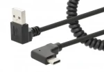 Manhattan Spirálový nabíjecí kabel USB-A na USB-C černá / Kabel / 1 m / zalomené konektory 90° / max. 3 A (356220)