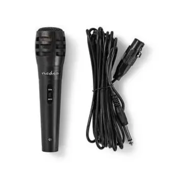 Nedis Kabelový mikrofon černá / Kardioid / dynamický / 5.00 m / 80 Hz - 12 kHz / 600 Ohm / -75 dB / Vypínač (MPWD15BK)