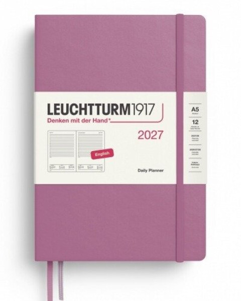 Denní plánovač Dusty Rose, Medium A5 2027, anglicky