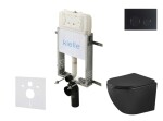 Kielle - Genesis New Set předstěnové instalace, klozetu Oudee, Vortex Rimless+, sedátka softclose a tlačítka Gemini New II, matná černá 30528SZ92