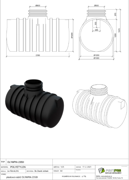 MIDAS Plastová jímka OLYMPIA 2350 litrů