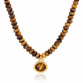 ELENYS Tiger’s Eye | Náhrdelník s pravým přírodním tygřím okem Délka náhrdelníku: 41+5 cm / max. 46 cm