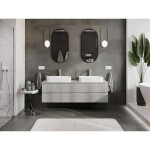 MEXEN/S - Rivel koupelnová skříňka pod umyvadlo 160 cm s deskou, 2 zásuvky, reliéf , šedá mat 91A20-16047-2-BFFC62