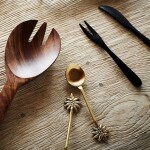 MADAM STOLTZ Mosazná mini lžička Palm, zlatá barva, kov