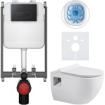 CERANO - Kompletní WC set Basic/Dure - bílá lesklá - WC tlačítko Modulo/Černá - pro zazdění - 51x35 CER-8050BD85903