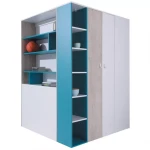Skříň Planet 135 cm Bílý/Dub/Tyrkysový