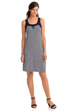 Elegantní vzorované dámské šaty model 18409048 XL tmavě modrá s bílou - Vamp