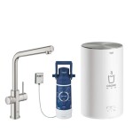 GROHE - Red Dřezová baterie Duo s ohřevem vody a filtrací, zásobník M, supersteel 30327DC1