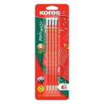Kores Trojhranná tužka Mathmagic č. 2 = HB s gumou 4 ks