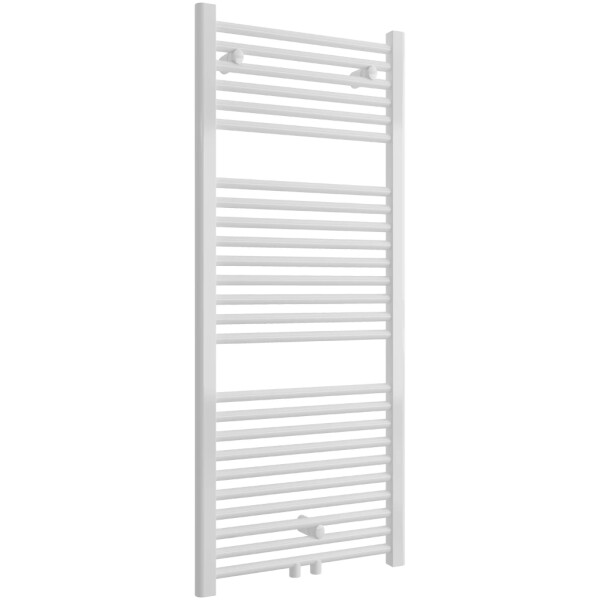 CERANO - Koupelnový radiátor Lincoln - středové připojení 50mm/boční - 366W - bílá lesklá - 1200x500 mm CER-429580