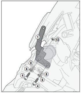 D5131Kit samostatná montážní sada pro čiré plexi 5124DT/5124D pro Bmw R 1250 Gsa (19-23)