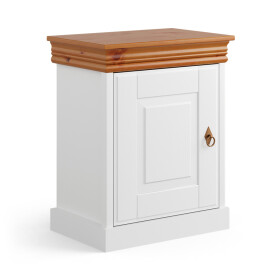 Massivo.cz Noční stolek Toskania, bílý-medový, masiv, borovice, 50×63×35 cm