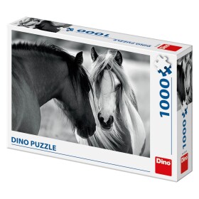 Koně - černobílí: puzzle 1000 dílků - Dino