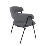 Židle jidelní, šedá látka, černá kovová noha