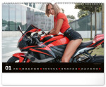 Nástěnný kalendář 2027 Notique Girls & Bikes, 48 x 33 cm