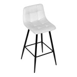 Židle barová, bílá látka, čtyřnohá kovová podnož, černý mat