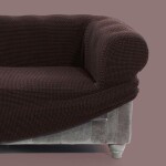Super strečové potahy NIAGARA čokoládová křeslo s dřevěnými rukojeťmi (š. 50 - 80 cm)
