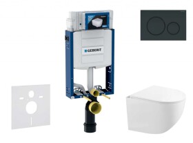 GEBERIT - Kombifix Set předstěnové instalace, kompaktního klozetu Gaia a sedátka softclose, tlačítko Sigma20, černá lesk/černá mat SANI15CA5124