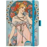 Týdenní diář A5 Alfons Mucha 2027 Modrý