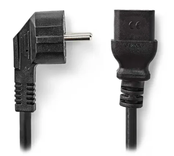 Nedis napájecí kabel IEC-320-C19 - Schuko úhlová 2m černá / Napájecí kabel / 230 V / 16 A (CEGL10300BK20)