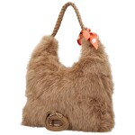 Módní dámská plyšová kabelka do ruky Raiga, camel