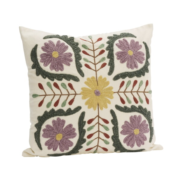 MADAM STOLTZ Vyšívaný povlak na polštář Suzani Floral 45 × 45 cm, fialová barva, textil