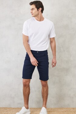 ALTINYILDIZ CLASSICS Men's Navy Blue Slim Fit Slim Fit Diagonal Patterned Pocket Flexible Shorts