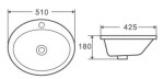 HOPA - Umyvadlo OVALE I, 51 x 42,5 x 18 cm - zápustné OLKLT6001