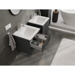 MEXEN/S - Rivel koupelnová skříňka 50 cm s umyvadlem Otis, 2 zásuvky, reliéf , grafit mat/bílá mat 91A20-05047-2-BFF66-W18M01