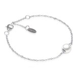 Stříbrný náramek s perlou Biondi - sladkovodní perla, stříbro 925/1000, 16,5 cm + 4 cm (prodloužení) Bílá