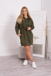 Dámské šaty s kapucí 68470 Khaki zelená - K-Fashion UNI khaki-tm.Zelená