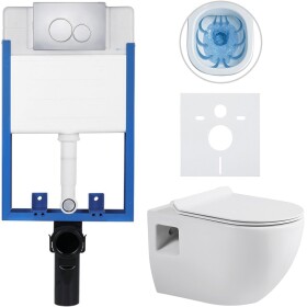 CERANO Kompletní podomítkový WC set Lite/Dure - bílá lesklá - WC tlačítko Duo, chrom - k zazdění - 51x35 cm