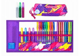 Mitama Mitama, 62908-90157, rolovací pouzdro s glitter psacími pomůckami, fialová, 26 ks