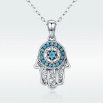 Elenys stříbný náhrdelník Hamsa Symbol ochrany