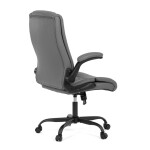 Křeslo kancelářské, šedá ekokůže, kovový kříž, kolečka na tvrdé podlahy