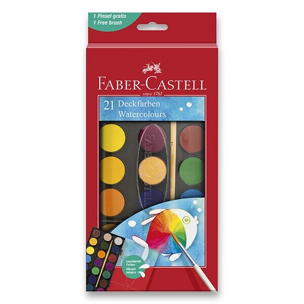 Faber-Castell Vodové barvy Faber Castell 21 barev 30 mm