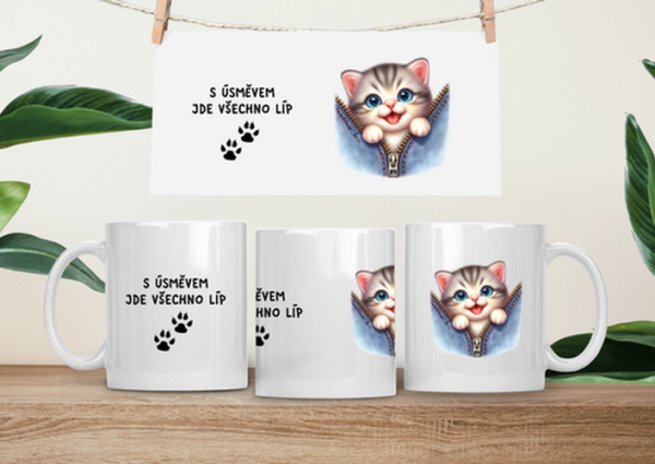 Hrneček čumáček 330ml porcelán Kočička