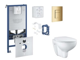 GROHE - Rapid SLX Set předstěnové instalace, klozetu, sedátka SoftClose, tlačítka Skate Cosmopolitan a sady pro vhazování tablet, Cool Sunrise SANI11BB4142