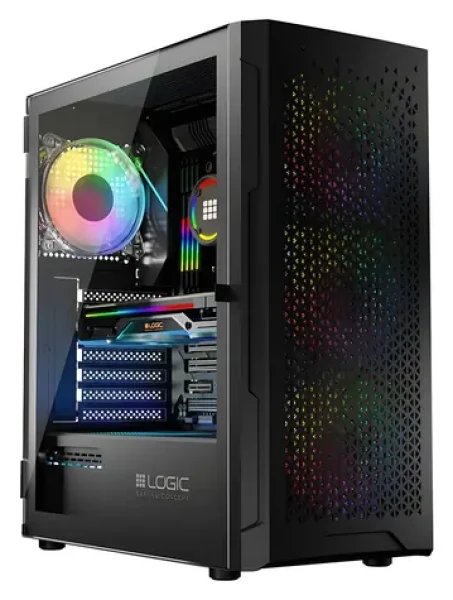 Logic Aramis ARGB Midi černá / ATX / micro-ATX / mini-ITX / bez zdroje / 1 x USB 3.0 / 2 x USB 2.0 / průhledná bočnice (AT-ARAMIS-10-0000000-0002)