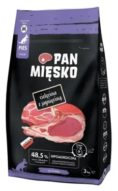 PAN MIĘSKO Granule pro psy Telecí s jehněčím M / 3 kg / pro všechna plemena / bez lepku