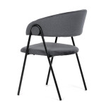 Židle jidelní, šedá látka, černá kovová noha