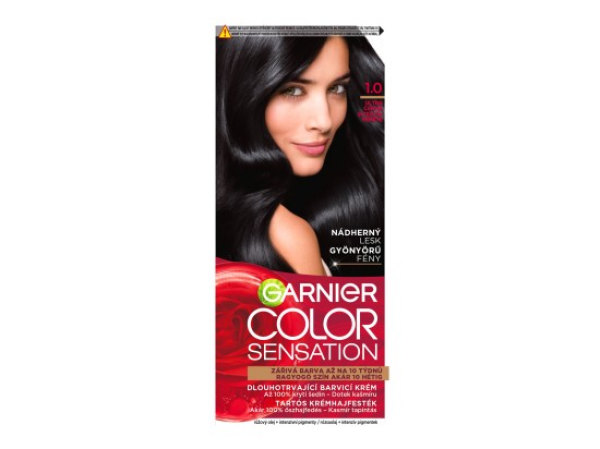 Garnier Color Sensation permanentní barva na vlasy 1.0 ultra černá, 60+40+10ml