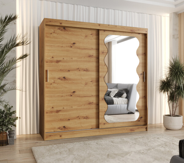Šatní skříň Abi Spoti Rozměry: 200 cm, Barva korpusu + barva dveří: Dub artisan + Dub artisan