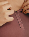 Tričko Organic Basics Core Sport Henley Long-Sleeve Tee Rose Wood