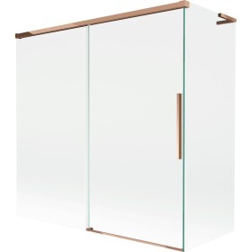 MEXEN/S - Rox L vanová zástěna 2-křídlová posuvná 160 + 75 x 150, transparent, růžové zlato 8C9L-160-075-60-00
