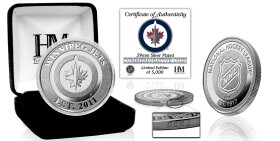 Highland Mint Mince Winnipeg Jets NHL Team Silver Commemorative Coin 39mm