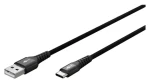 Goobay Supersoft černá / Datový kabel USB-C - USB-A / Textilní opletení / Kovové konektory / 2 m (74527)