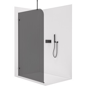 CERANO Sprchová zástěna Walk-in Orbis Top Round L/P - 8 mm - kulatá vzpěra - černá matná, grafitové sklo - 120x200 cm