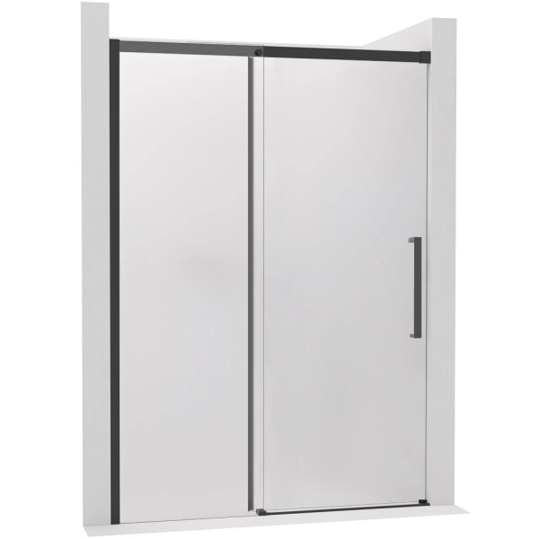 CERANO - Sprchové posuvné dveře Lantono - levá - 8 mm - Soft-Close - černá matná, mléčné sklo - 140x195 CER-662620